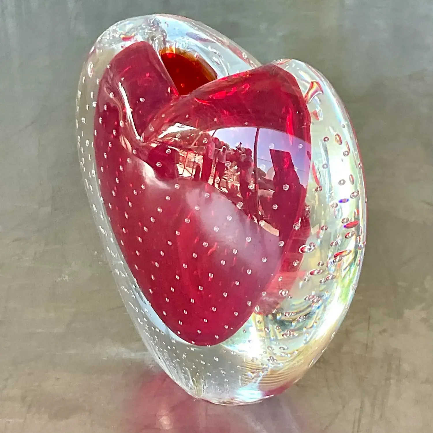 Vintage Boho Italian Ogetti Murano Glass Heart Vase — additional photo 7
