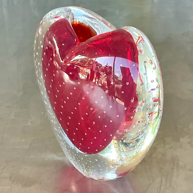 Vintage Boho Italian Ogetti Murano Glass Heart Vase — additional photo 7