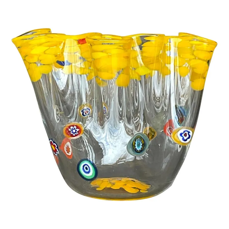 Vintage Boho Italian Ruffle Art Glass Vase — additional photo 1