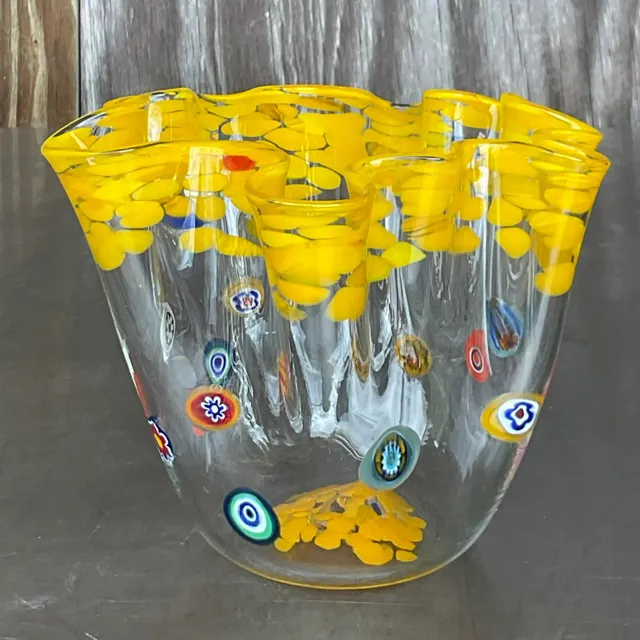 Vintage Boho Italian Ruffle Art Glass Vase — additional photo 4