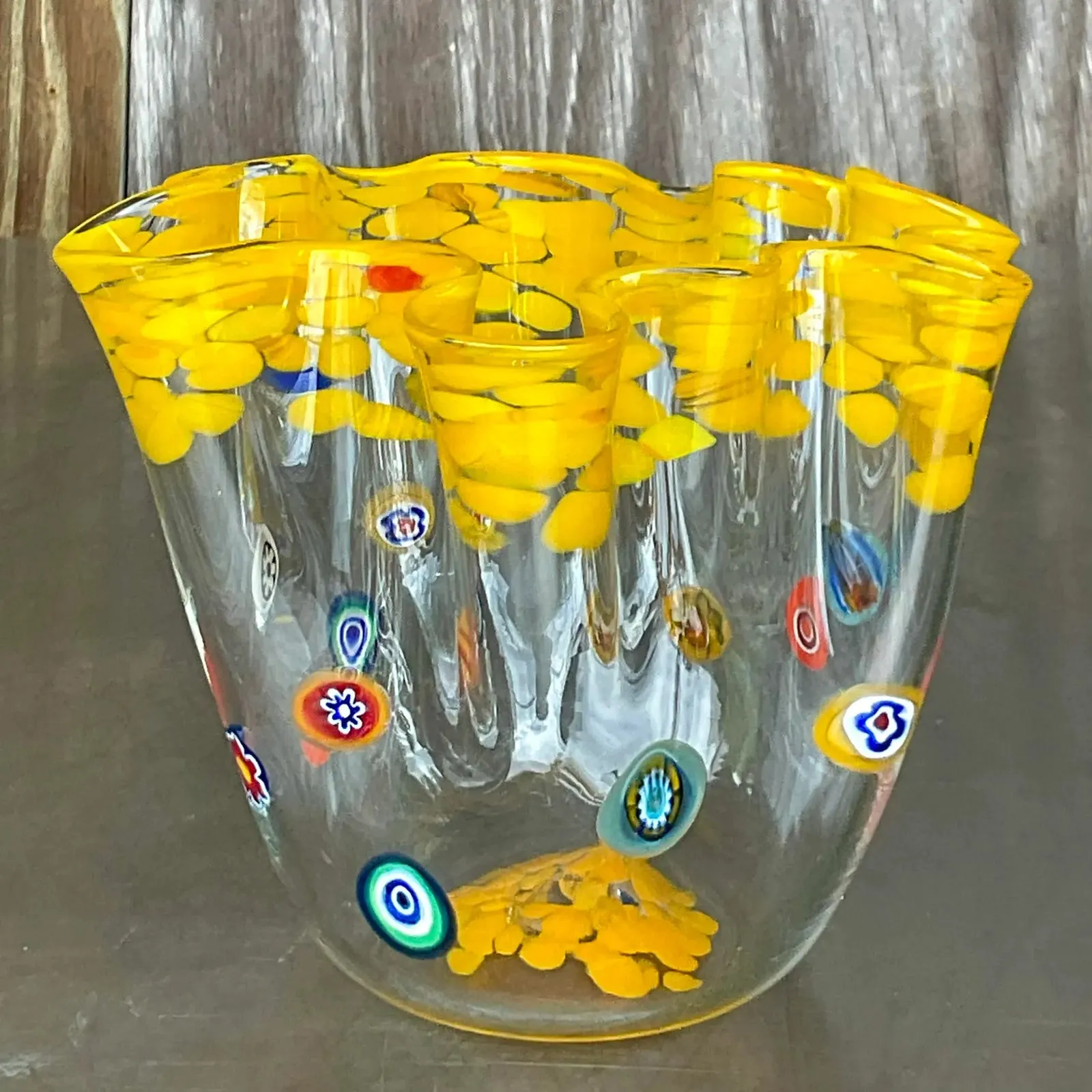 Vintage Boho Italian Ruffle Art Glass Vase — additional photo 6