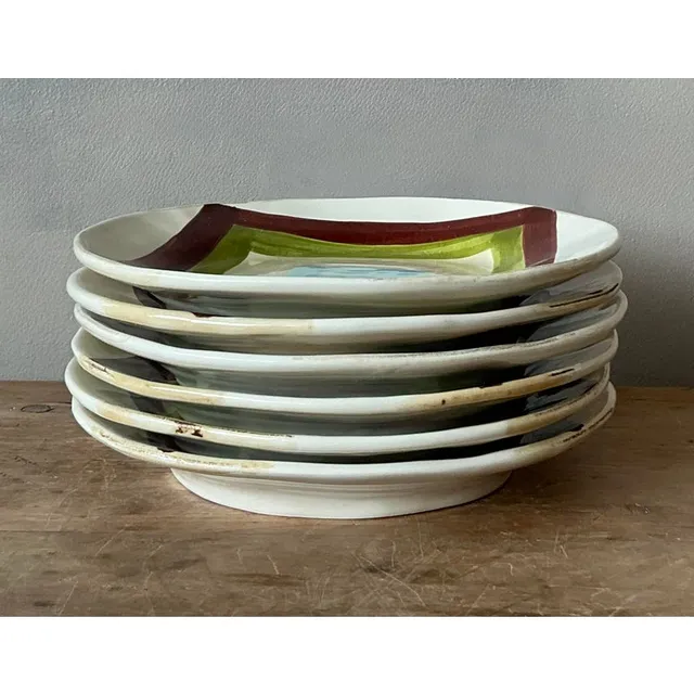 Vintage Boho Italian Vietri Glazed Ceramic Salad Plates - Set of 6 — additional photo 4