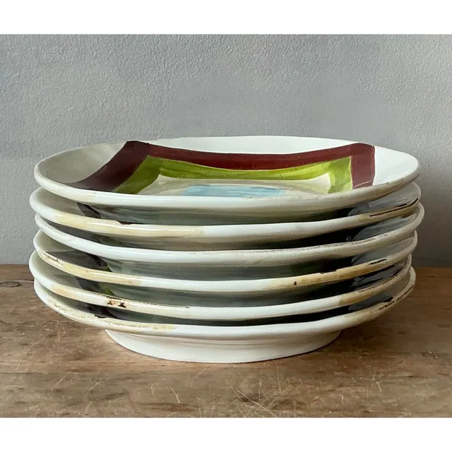 Vintage Boho Italian Vietri Glazed Ceramic Salad Plates - Set of 6 — additional photo 6