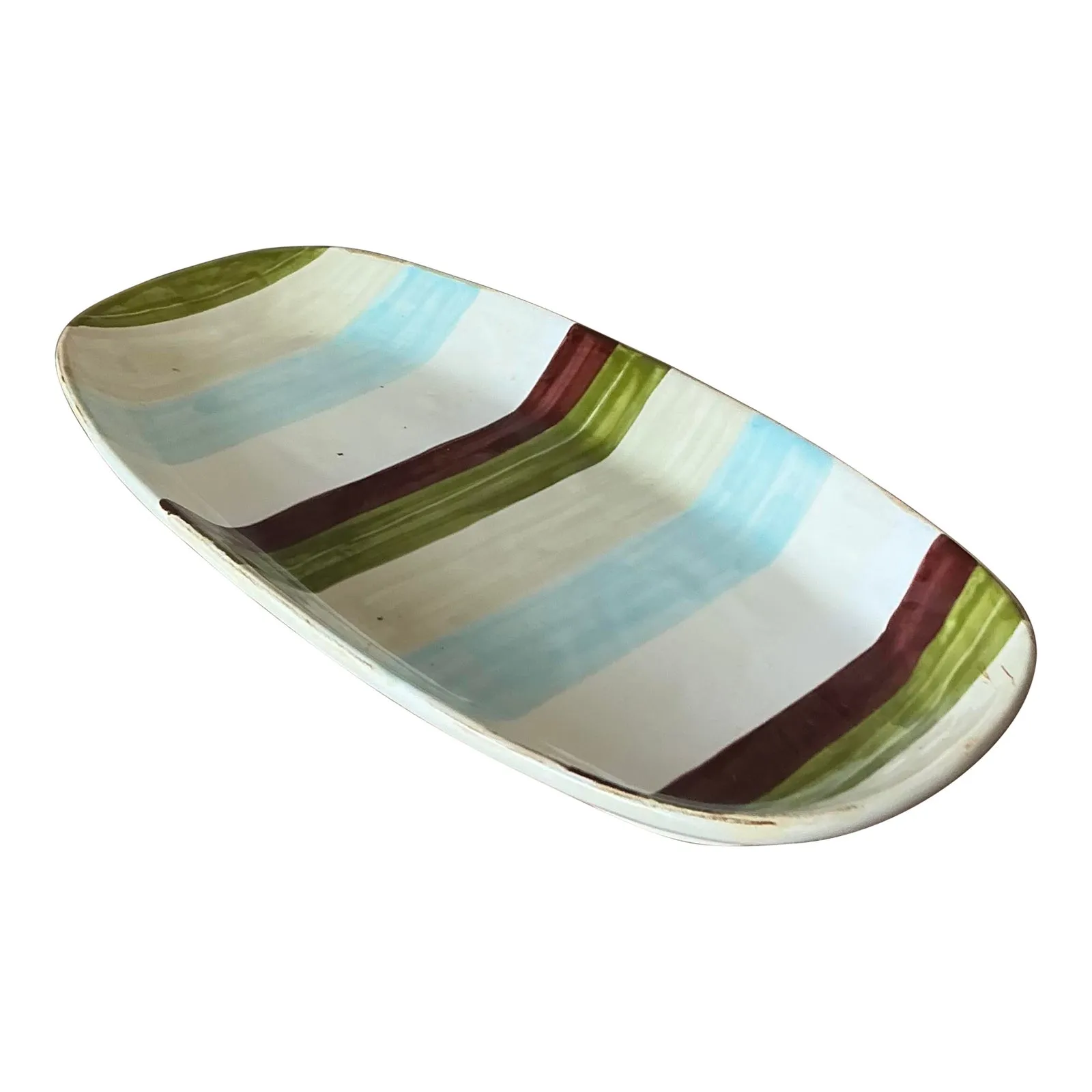 Vintage Boho Italian Vietri Glazed Ceramic Serving Tray — additional photo 1
