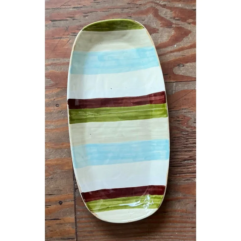 Vintage Boho Italian Vietri Glazed Ceramic Serving Tray — additional photo 2