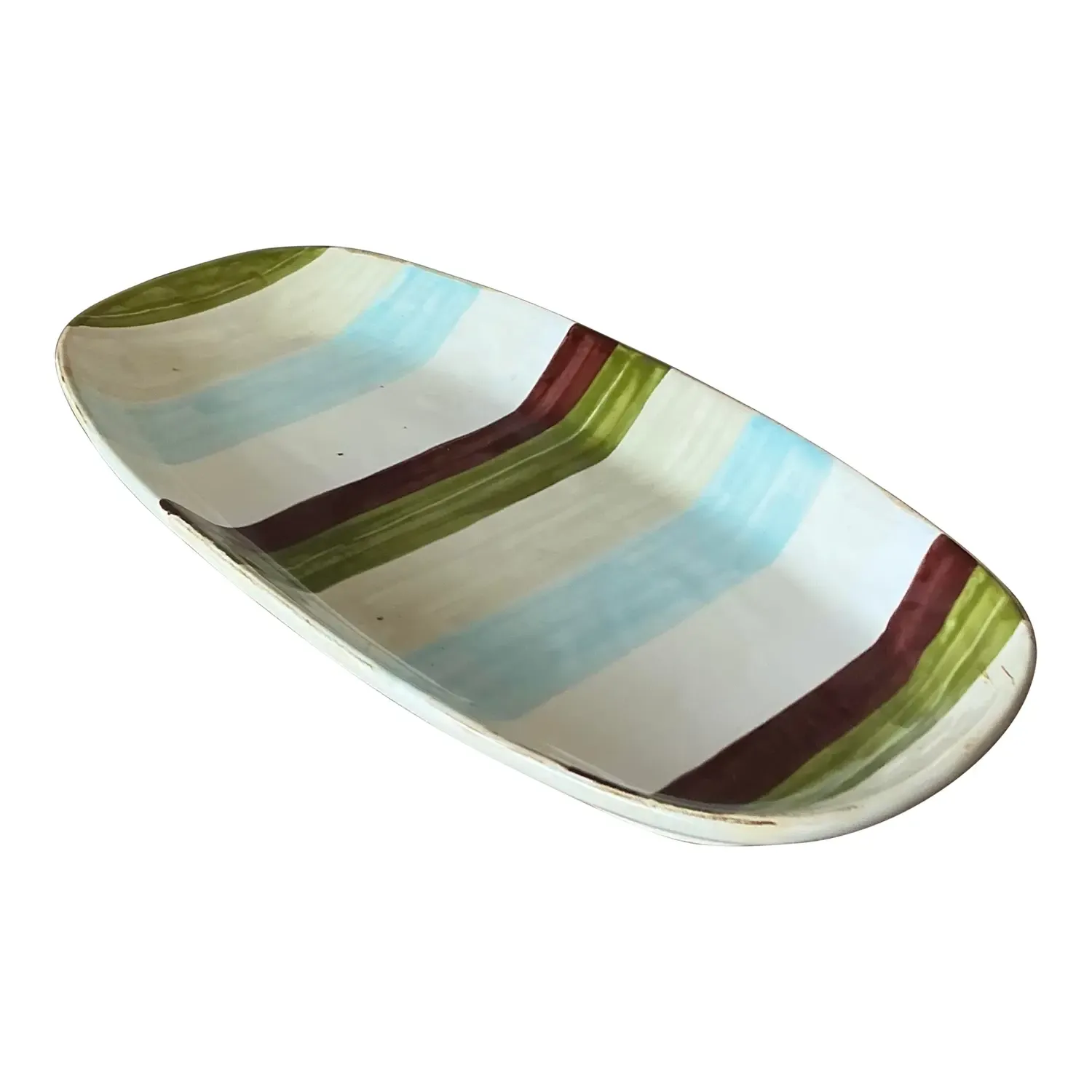 Vintage Boho Italian Vietri Glazed Ceramic Serving Tray — additional photo 4