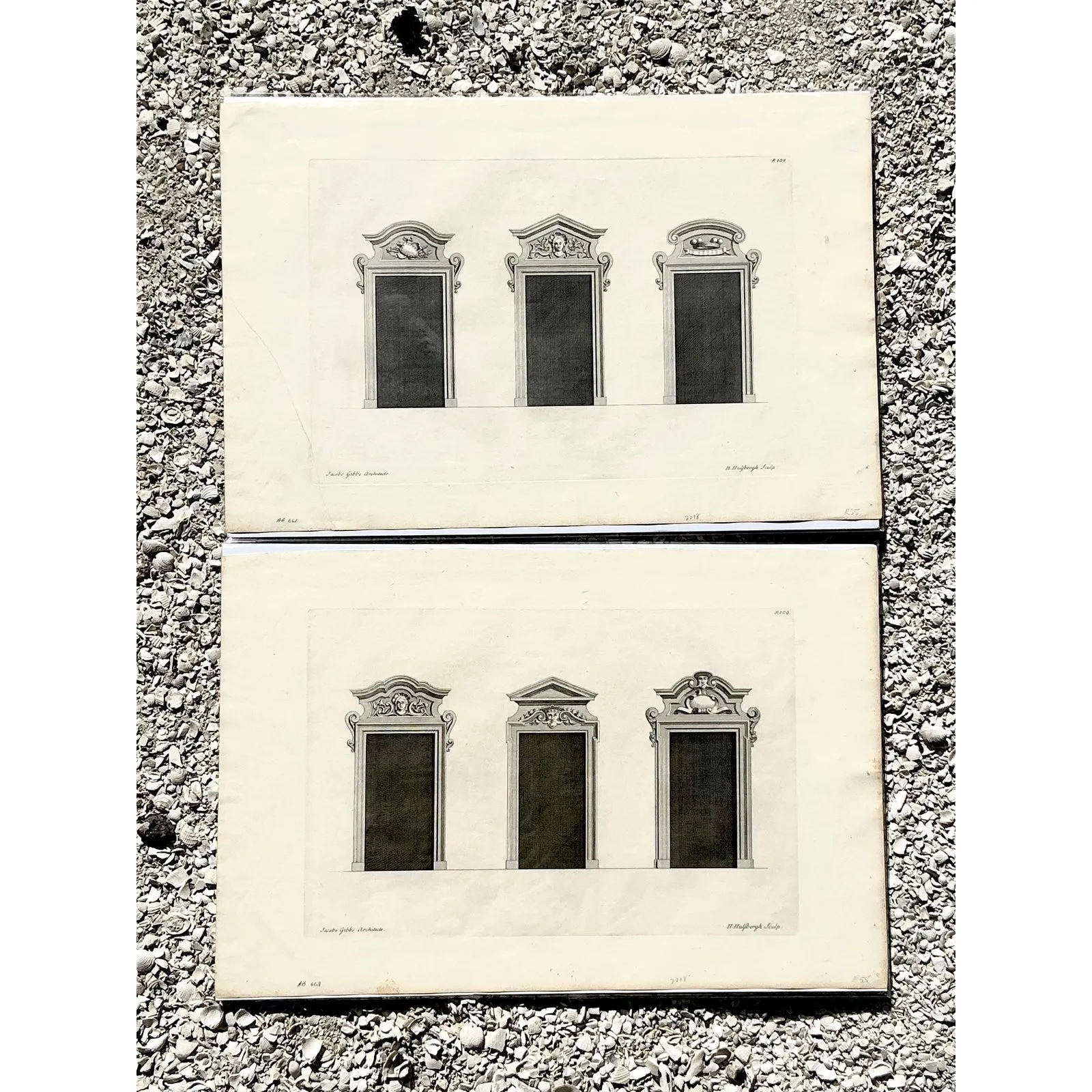 Vintage Boho Italian Widow Pediment Original Prints - A Pair — additional photo 2