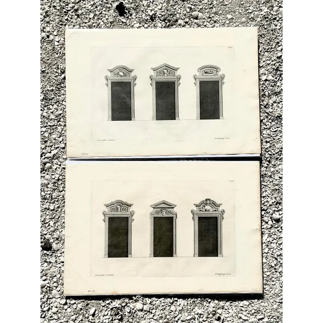 Vintage Boho Italian Widow Pediment Original Prints - A Pair — additional photo 2
