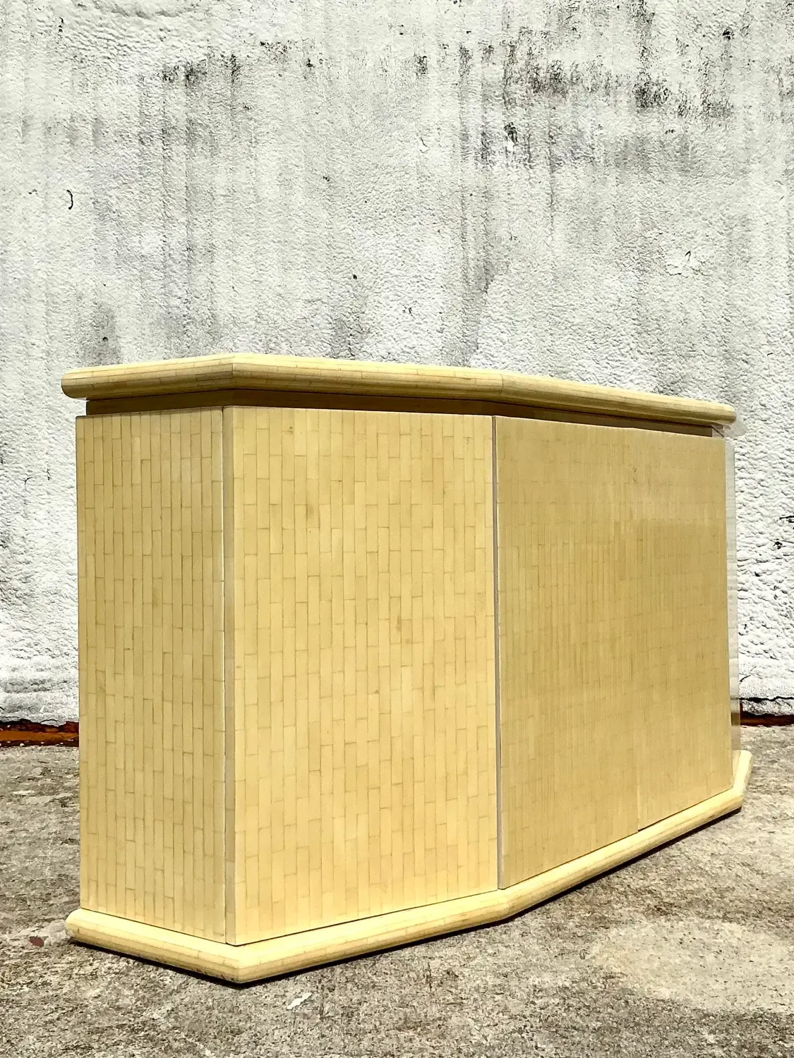 Vintage Boho Jimeco Tessellated Bone Angled Credenza