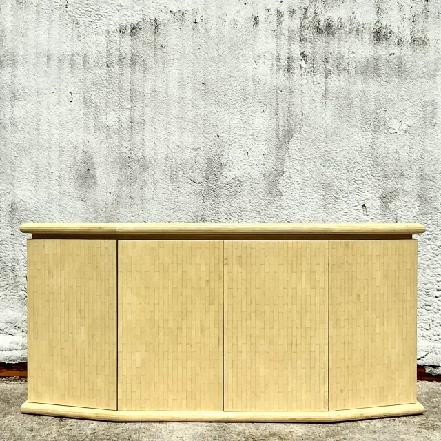 Vintage Boho Jimeco Tessellated Bone Angled Credenza — additional photo 3