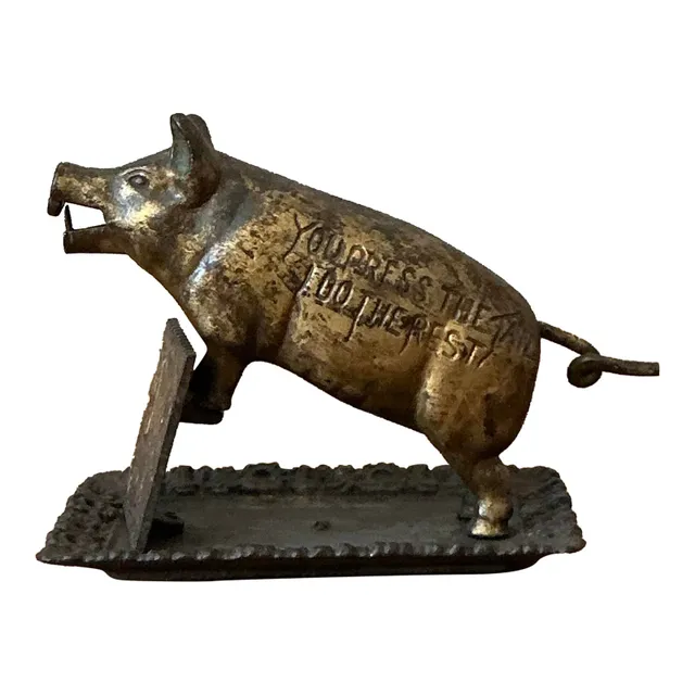 Vintage Boho Joe Wise Patinated Pig Cigar Cutter — additional photo 1