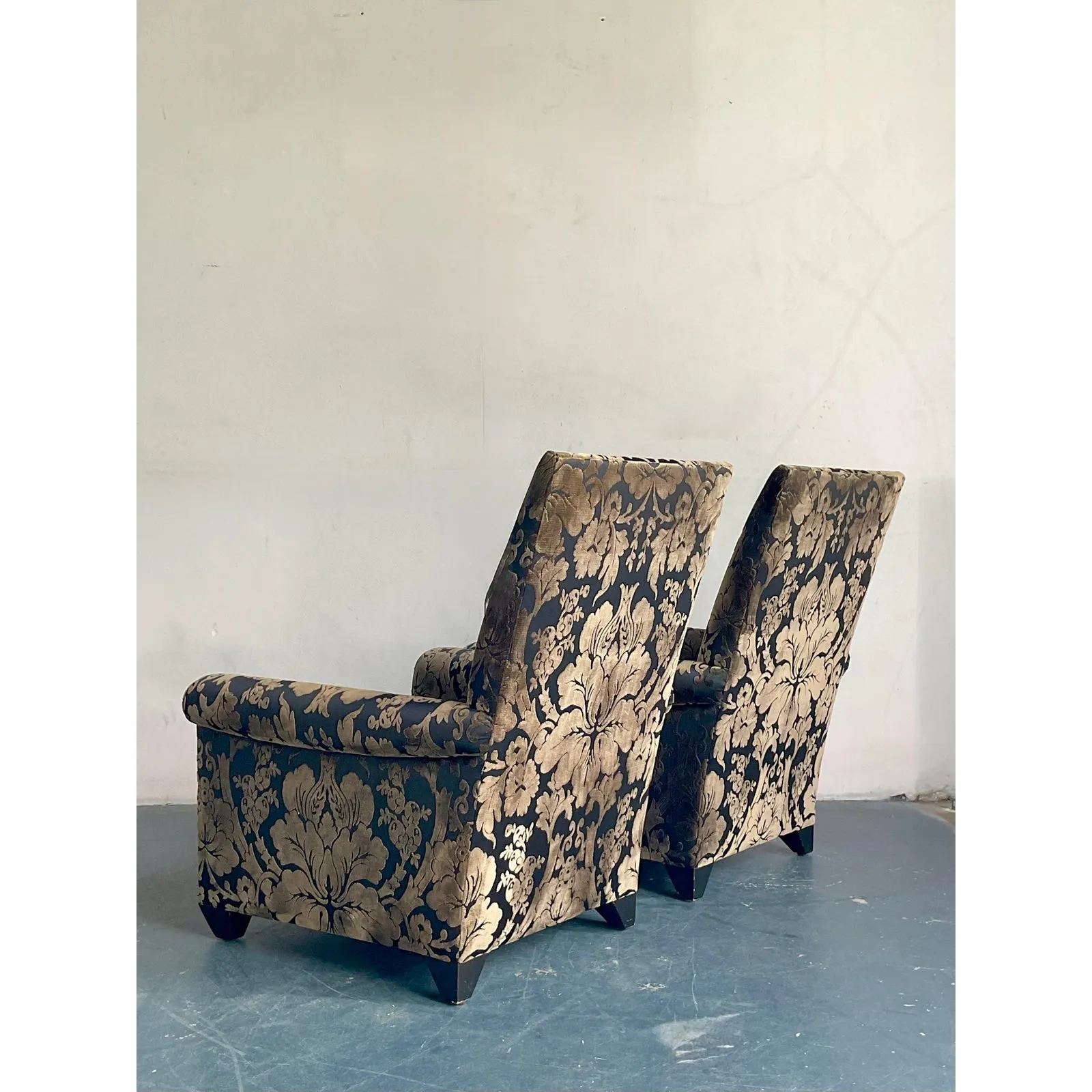 Vintage Boho John Hutton for Donghia Silk Devore Lounge Chairs - A Pair — additional photo 4