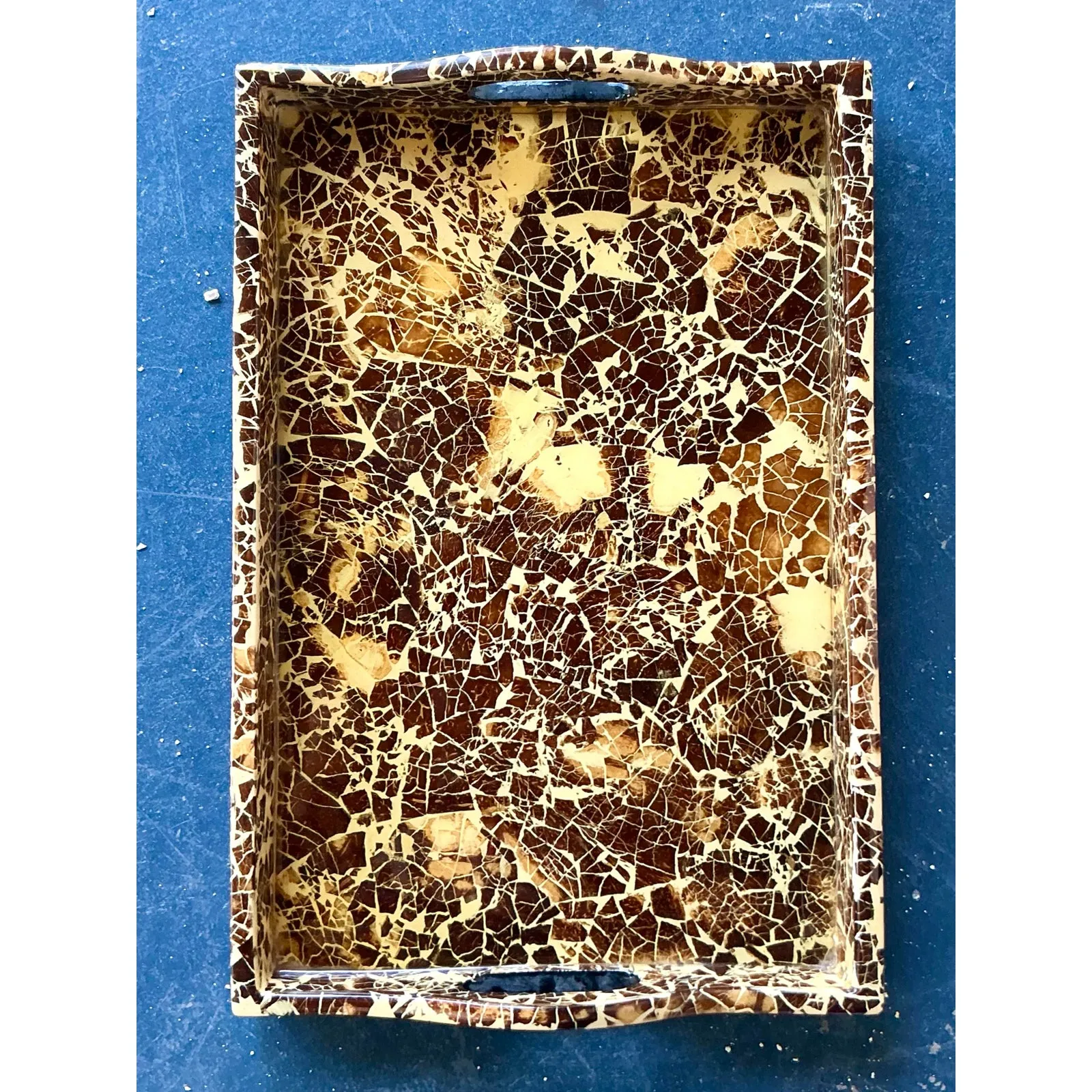 Vintage Boho Lacquered Coconut Shell Tray — additional photo 1