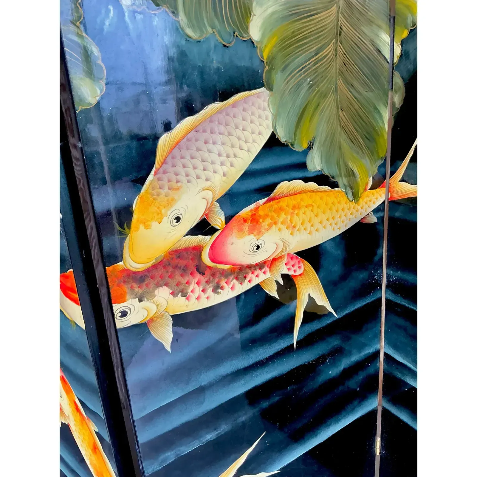 Vintage Boho Lacquered Koi Screen — additional photo 3