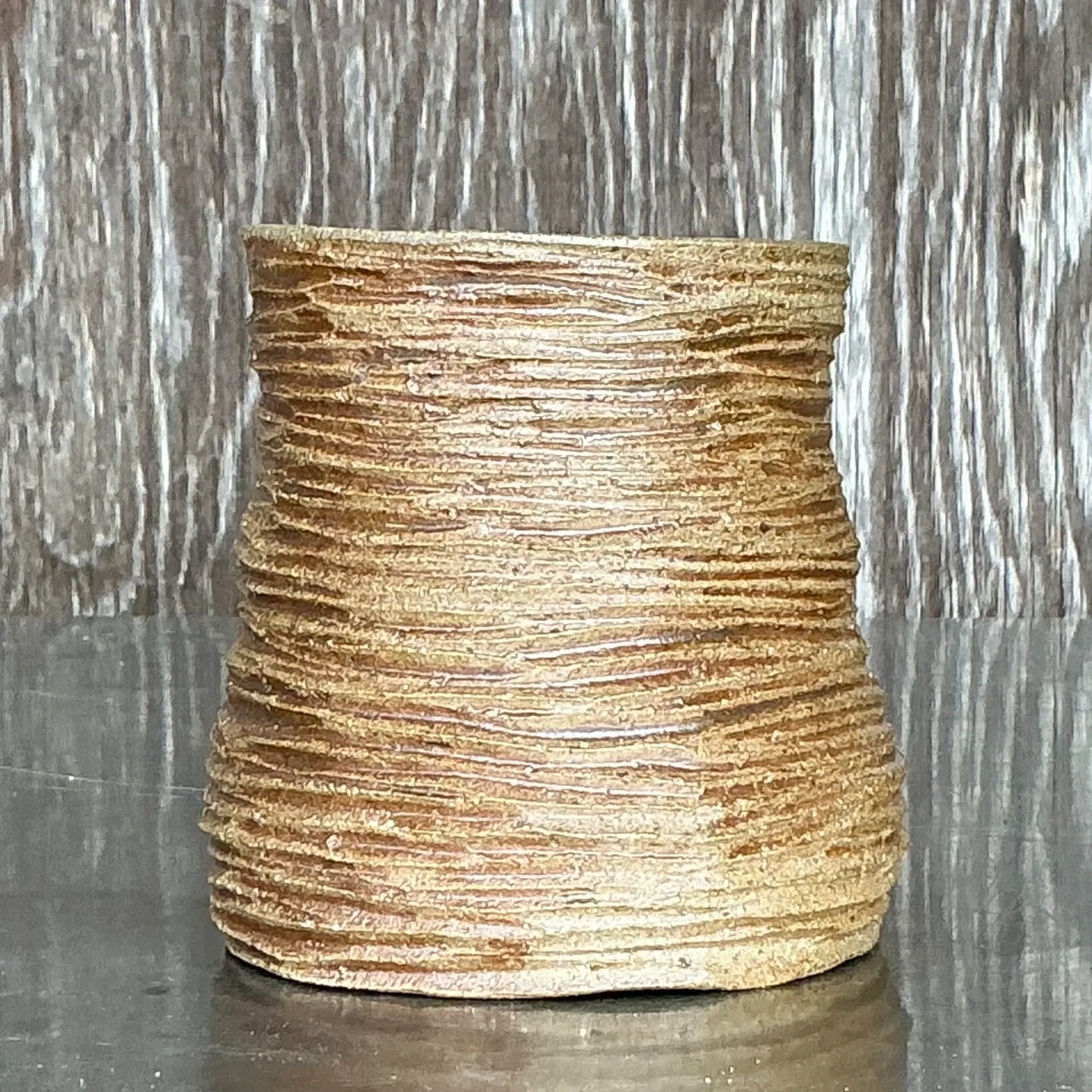 Vintage Boho Layered Studio Pottery Vase — additional photo 1