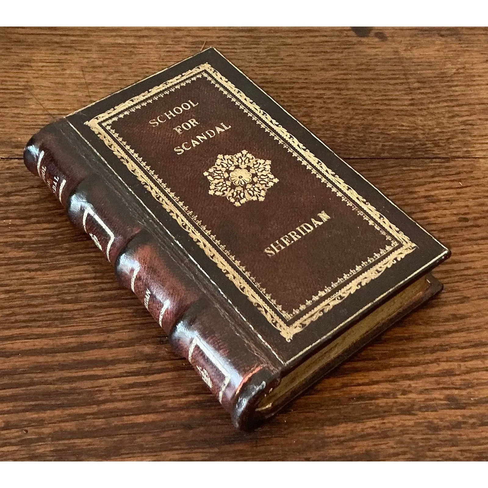 Vintage Boho Leather Bound “School for Scandal” Book Box — additional photo 3