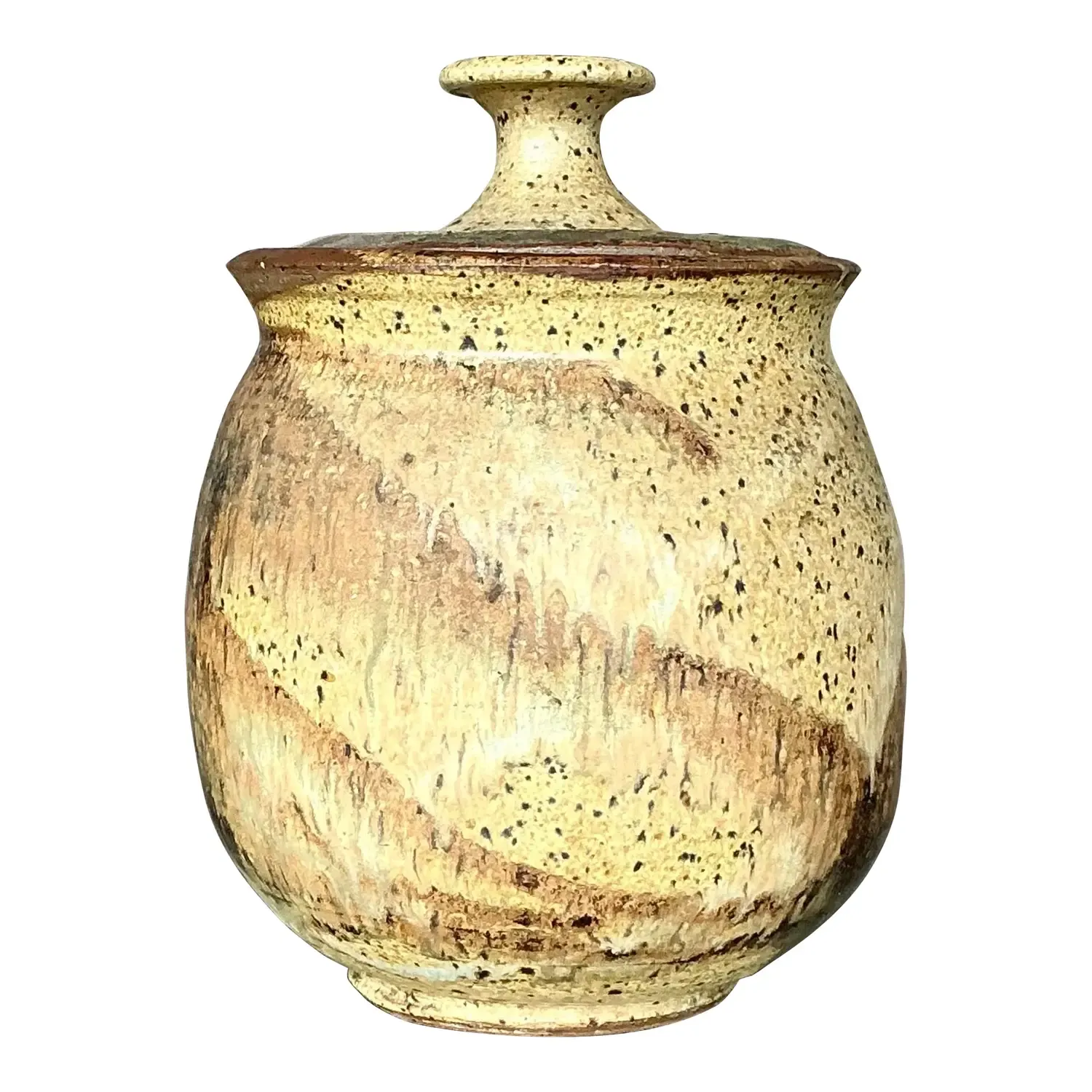 Vintage Boho Lidded Studio Pottery Urn — additional photo 1