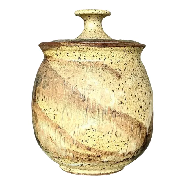 Vintage Boho Lidded Studio Pottery Urn — additional photo 1