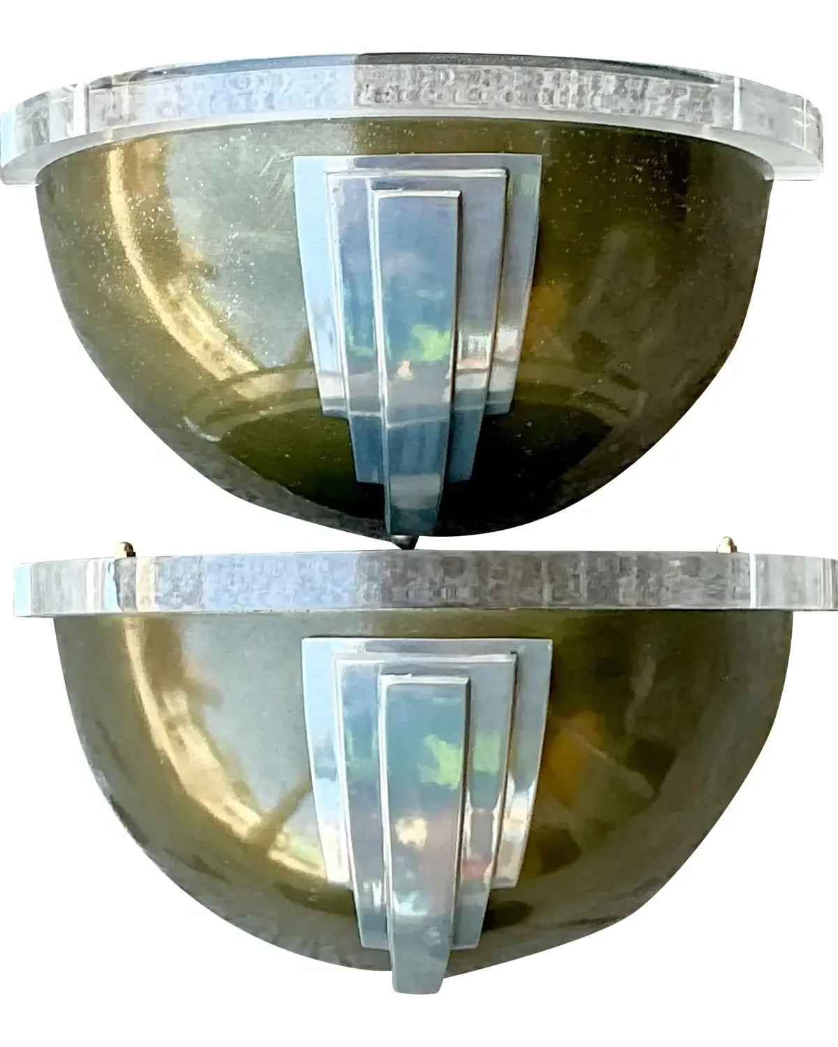 Vintage Boho Lucite and Metal Deco Light Sconce - a Pair