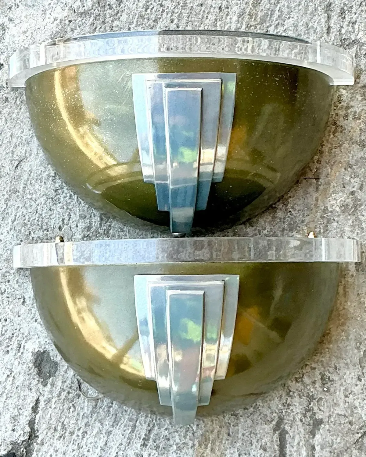 Vintage Boho Lucite and Metal Deco Light Sconce - a Pair — additional photo 1