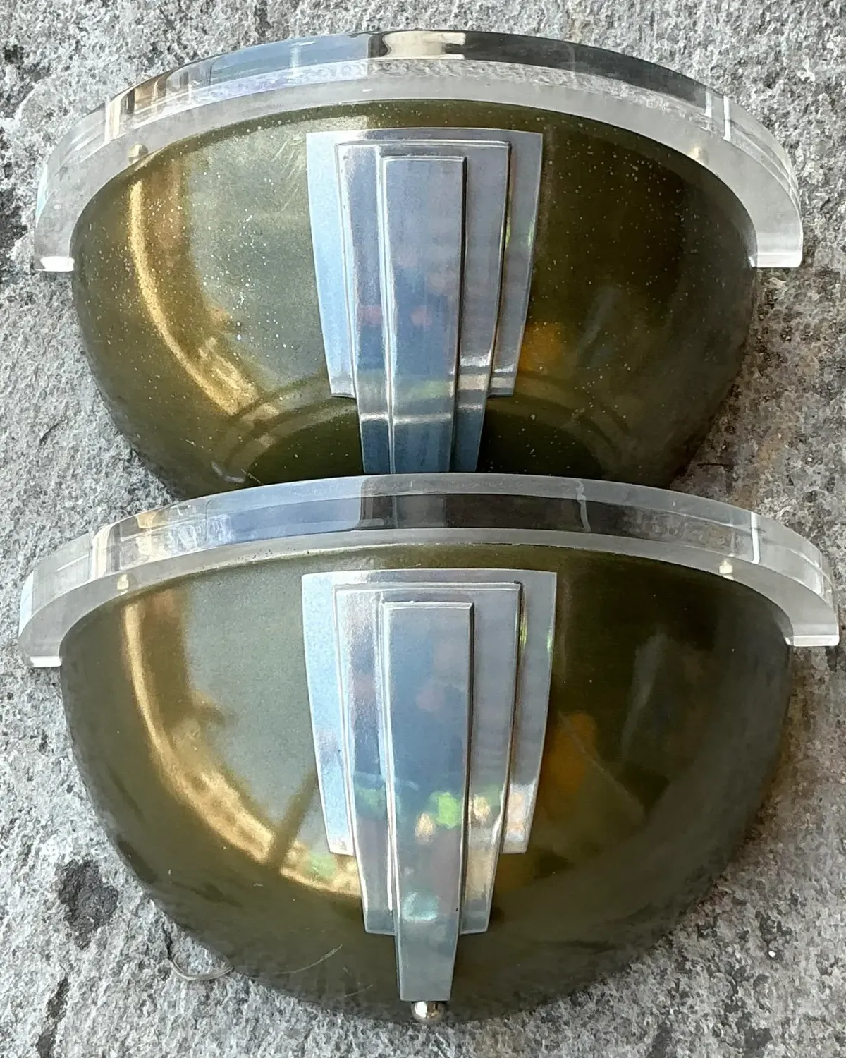 Vintage Boho Lucite and Metal Deco Light Sconce - a Pair — additional photo 3