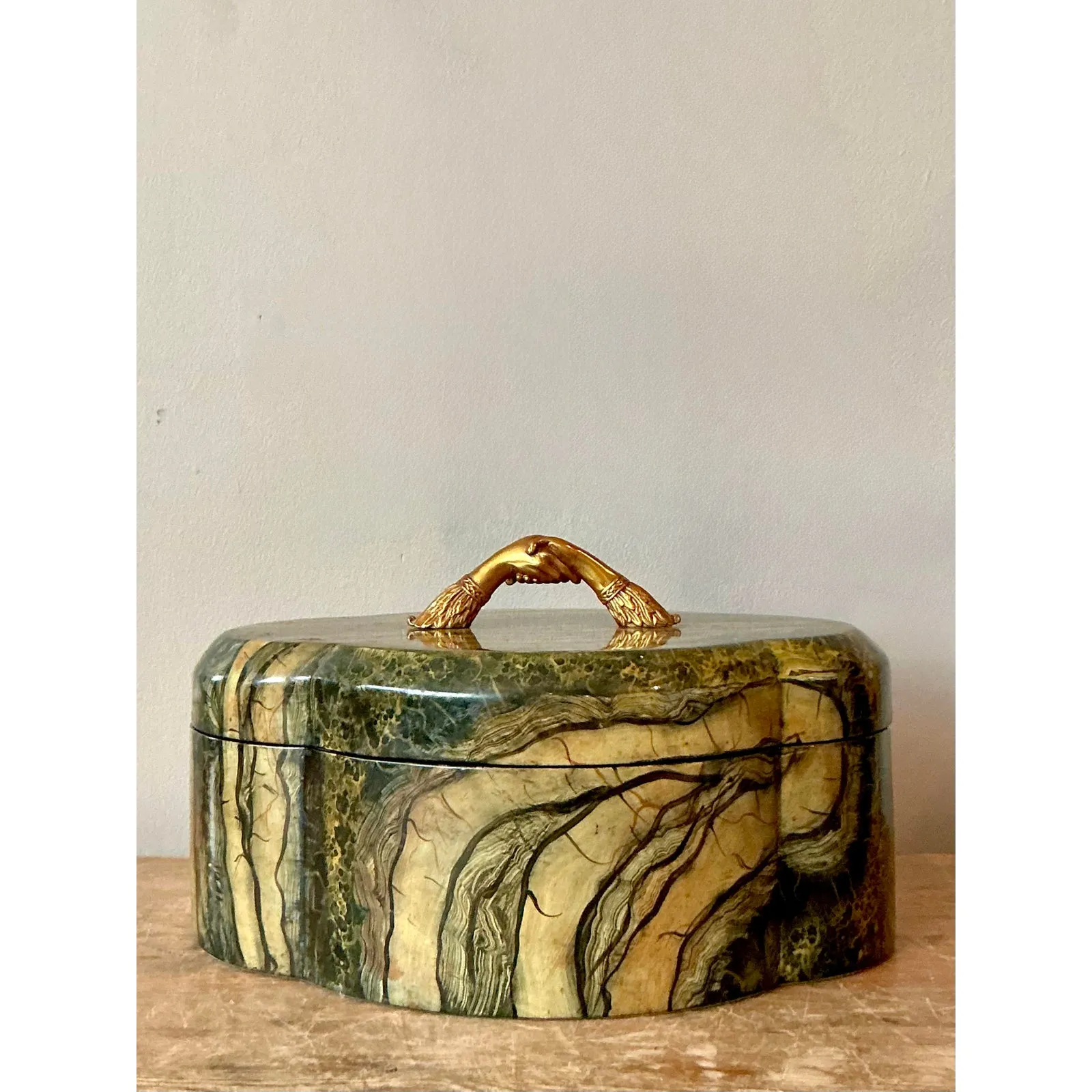 Vintage Boho Maitland Smith Hand Painted Handshake Box — additional photo 2
