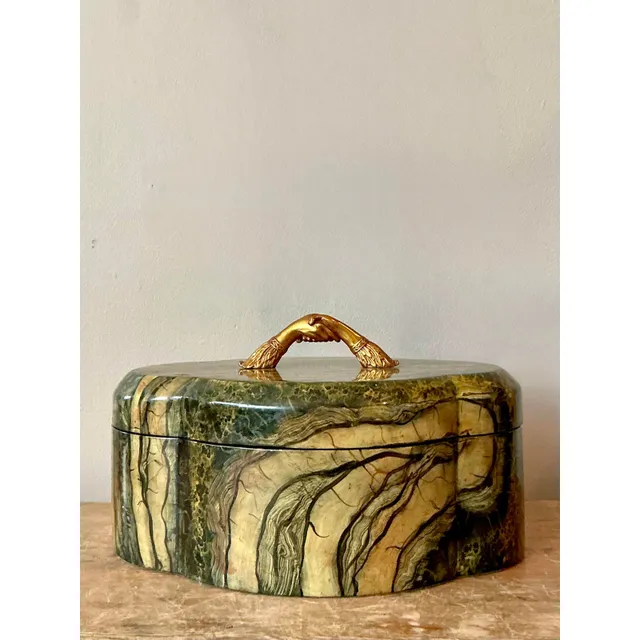 Vintage Boho Maitland Smith Hand Painted Handshake Box — additional photo 2