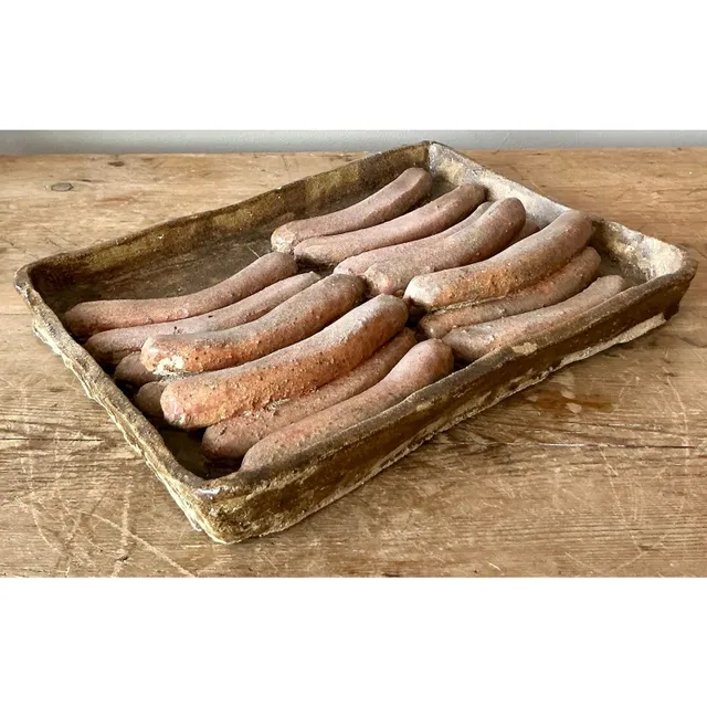 Vintage Boho Majolica Ceramic Tray of Sausages — additional photo 2