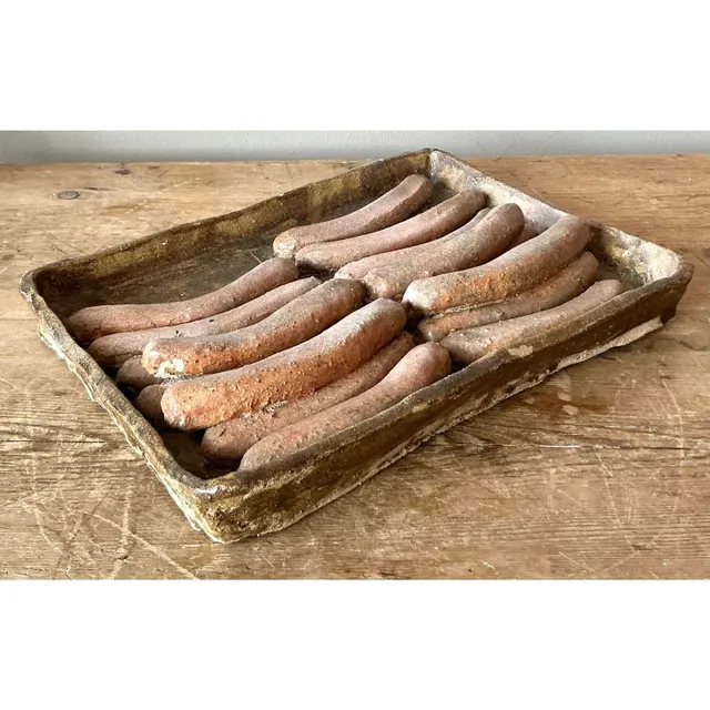 Vintage Boho Majolica Ceramic Tray of Sausages — additional photo 5
