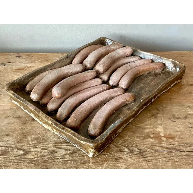 Vintage Boho Majolica Ceramic Tray of Sausages — additional photo 6