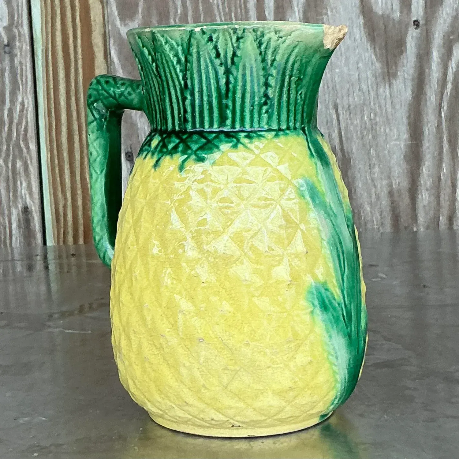Vintage Boho Majolica Style Raised Relief Pitcher — additional photo 2