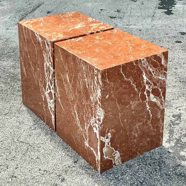 Vintage Boho Marble Pedestals - a Pair — additional photo 2
