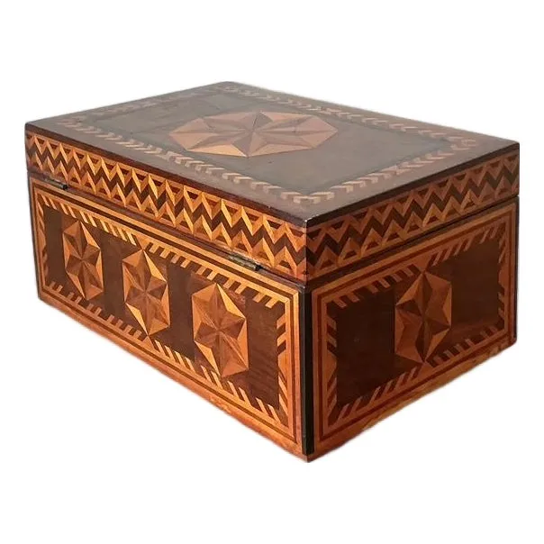 Vintage Boho Marquetry Wood Box — additional photo 1