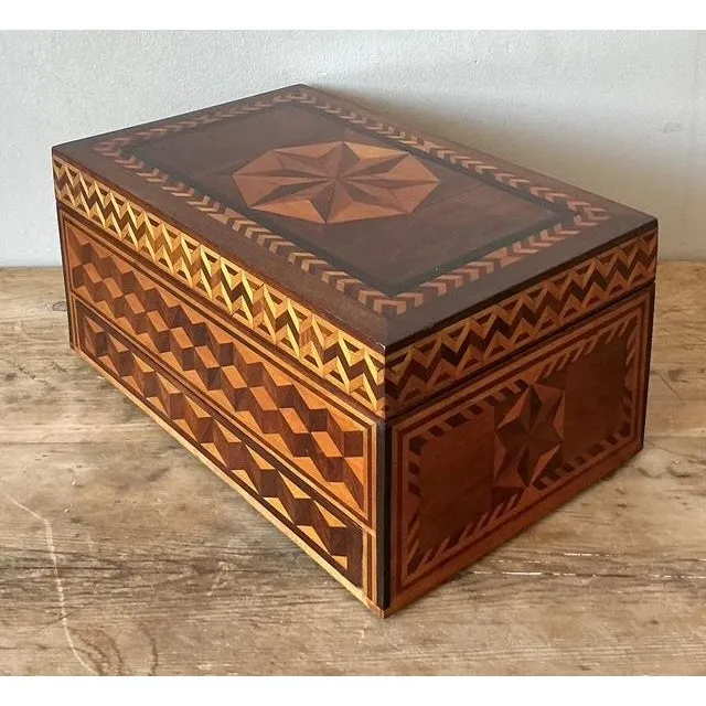 Vintage Boho Marquetry Wood Box — additional photo 4