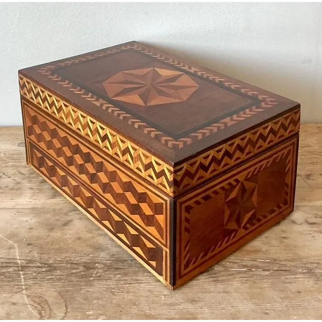 Vintage Boho Marquetry Wood Box — additional photo 6
