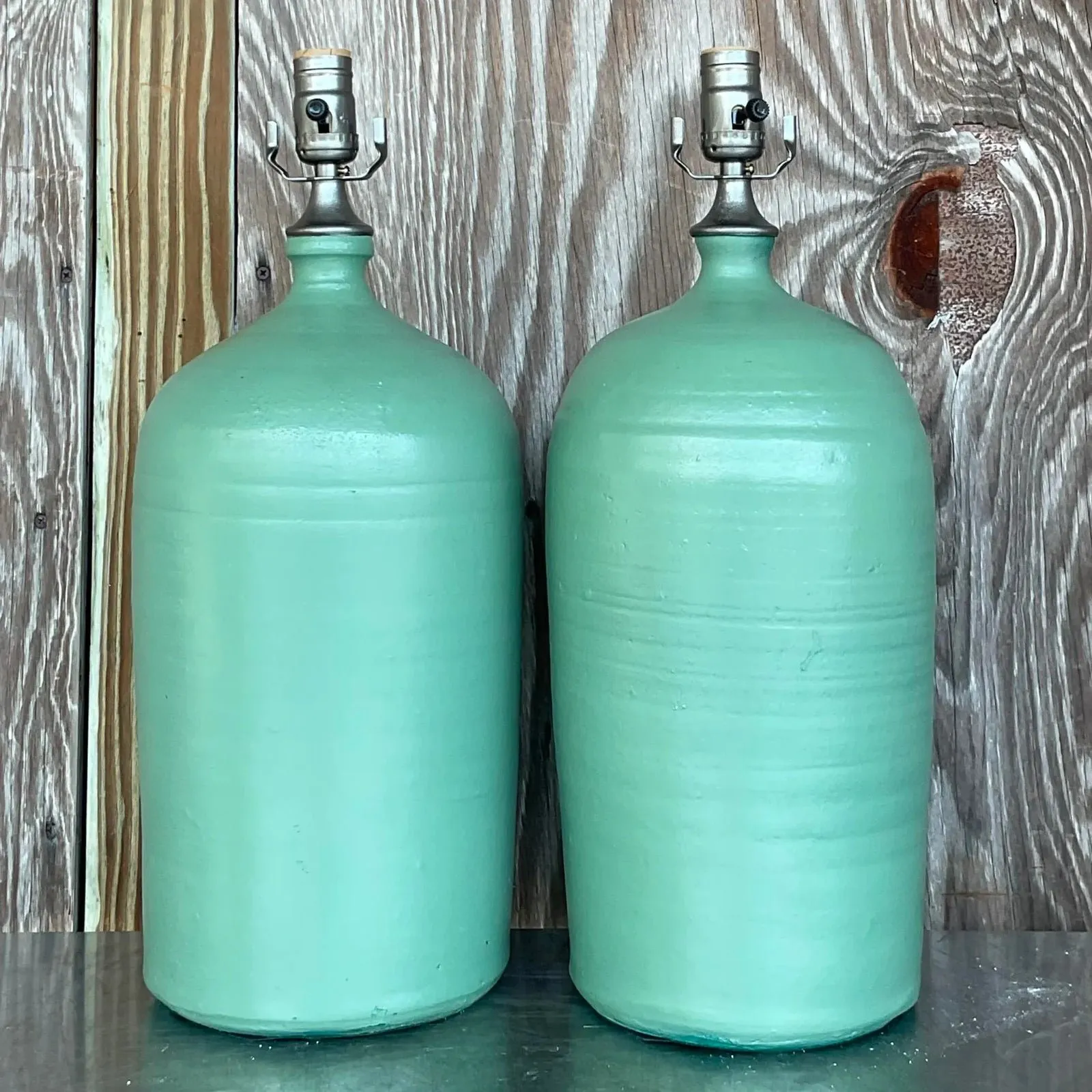 Vintage Boho Matte Glazed Ceramic Lamps - a Pair — additional photo 5