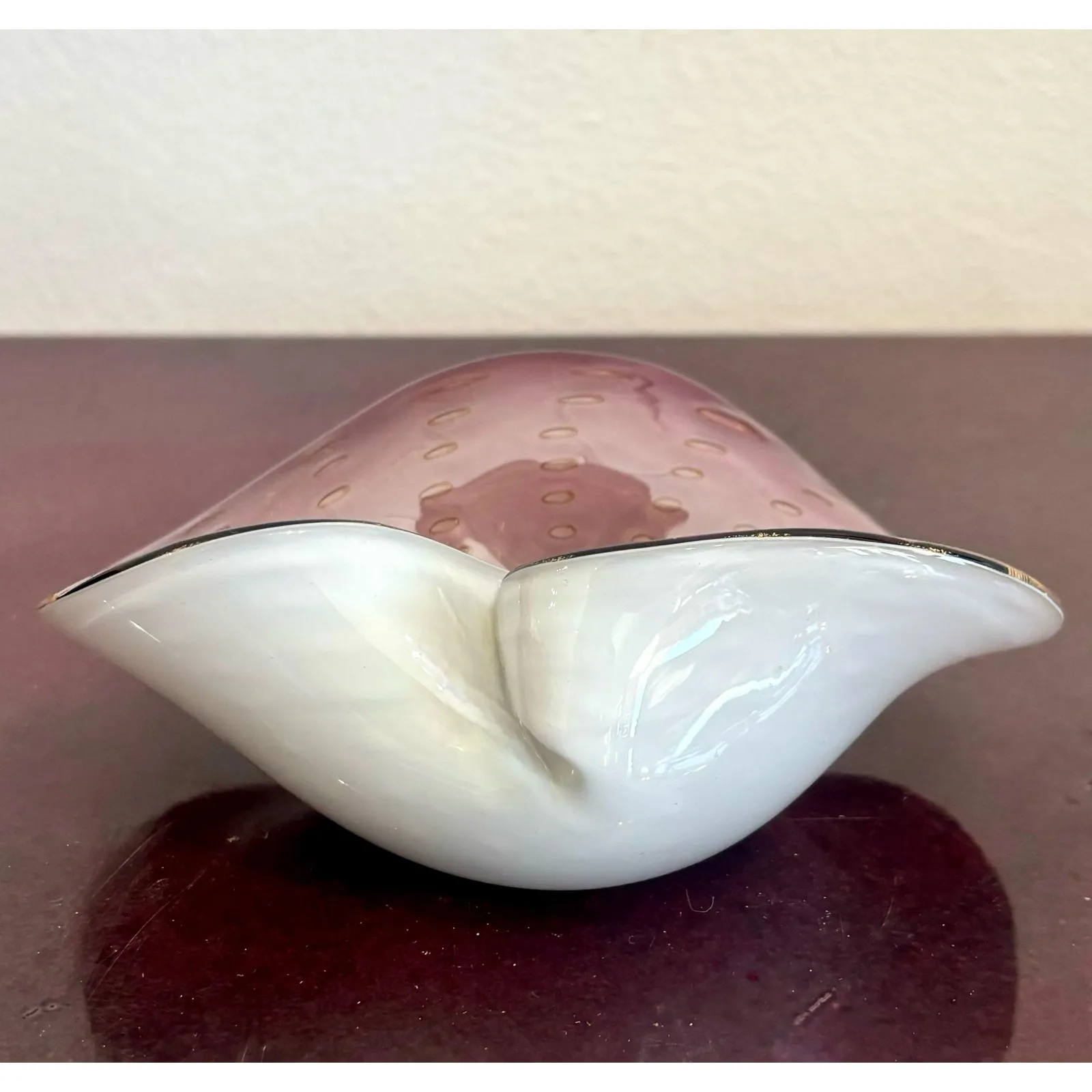 Vintage Boho Mauve Art Glass Bowl After Murano — additional photo 1