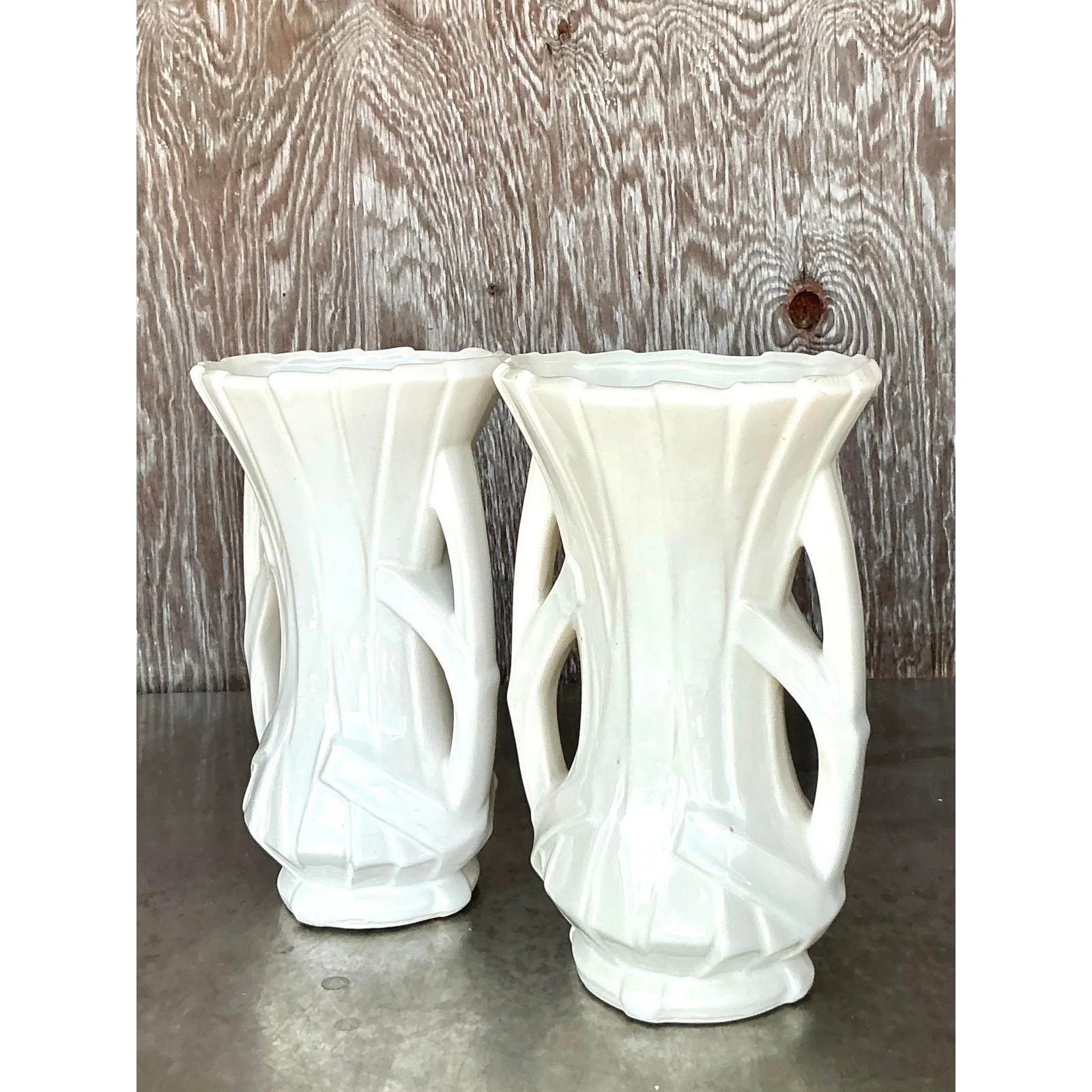 Vintage Boho McCoy Ribbon Vase - A Pair — additional photo 2