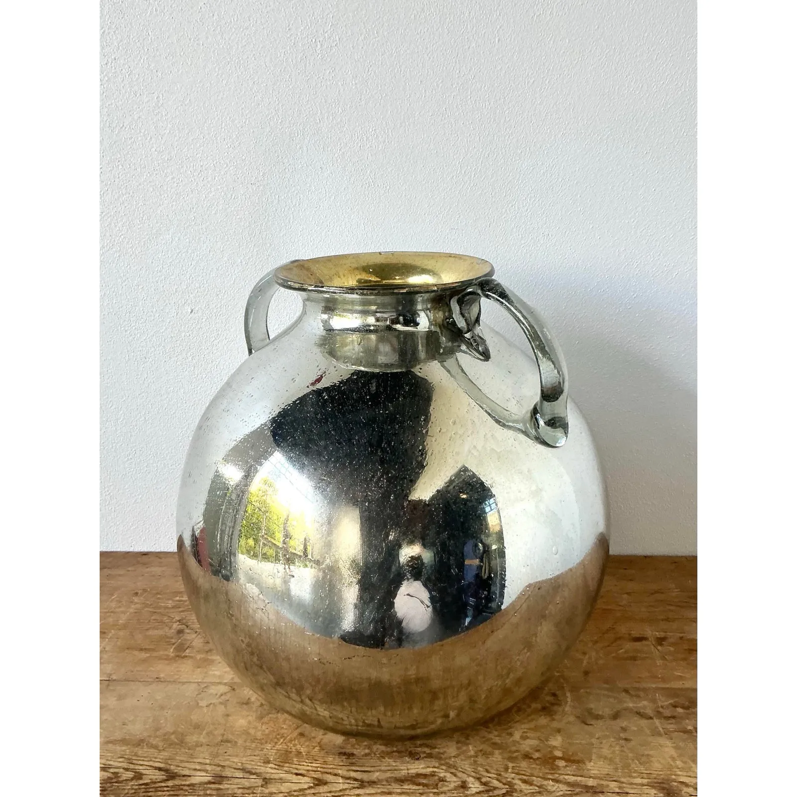 Vintage Boho Mercury Glass 2 Handle Vase — additional photo 3