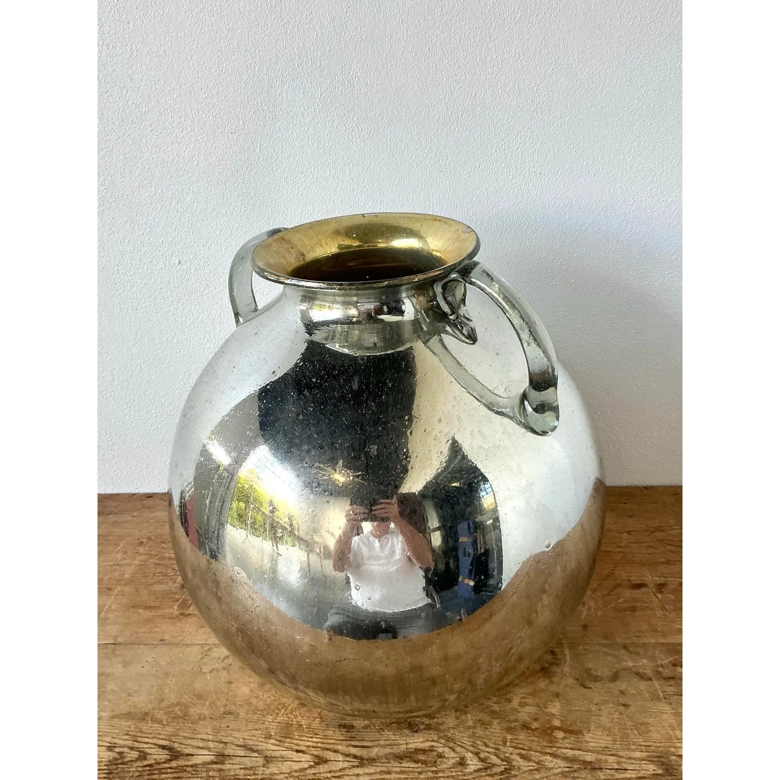 Vintage Boho Mercury Glass 2 Handle Vase — additional photo 5