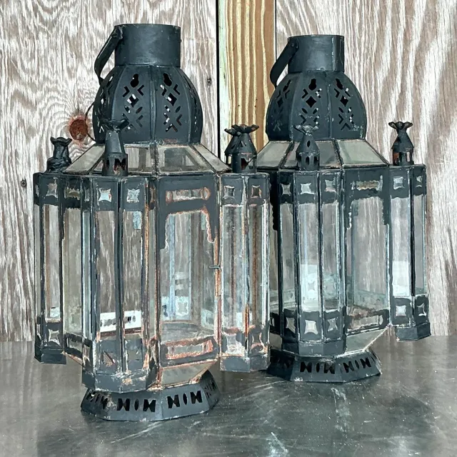 Vintage Boho Metal Moroccan Lanterns - a Pair — additional photo 5
