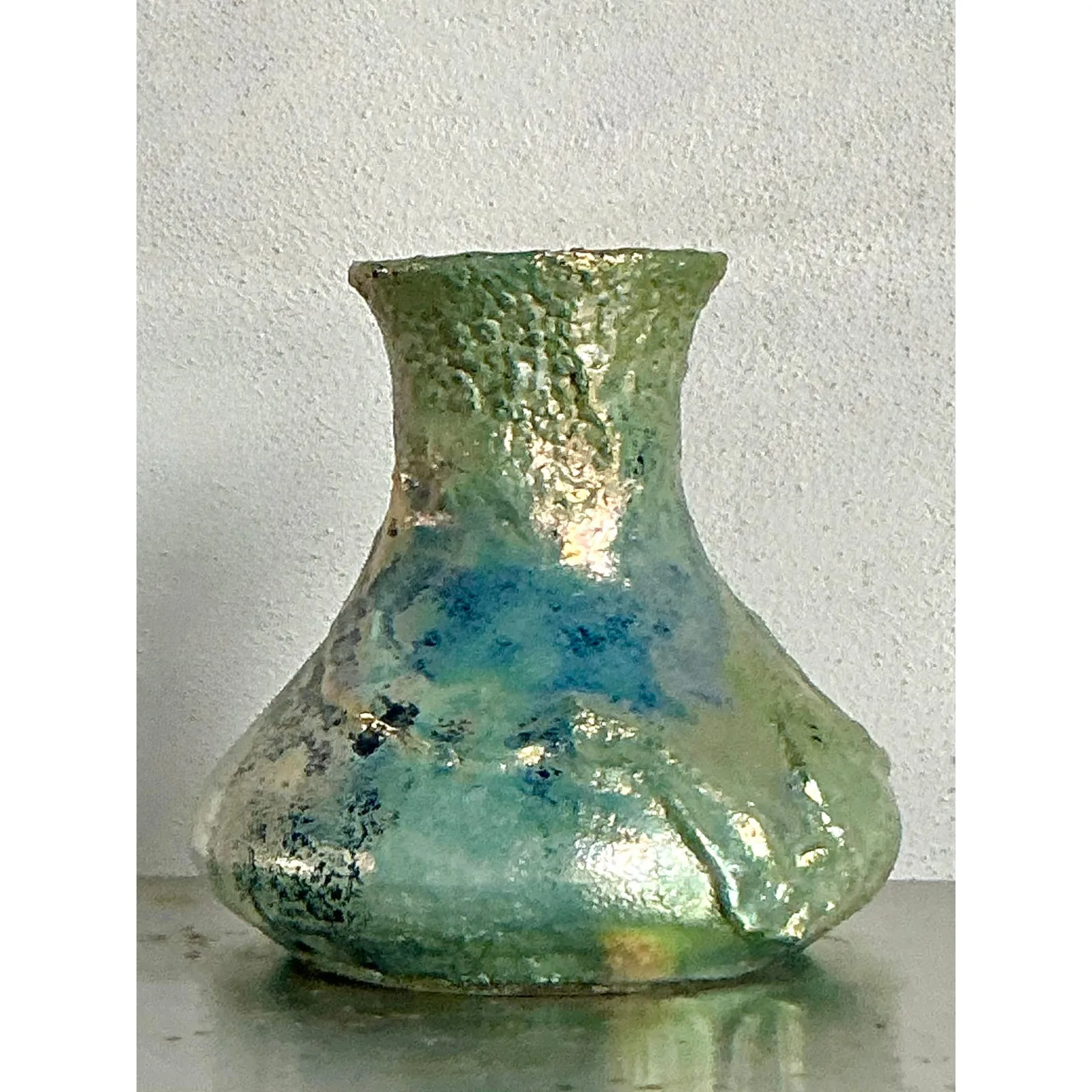 Vintage Boho Metallic Studio Pottery Vase — additional photo 2