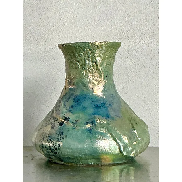 Vintage Boho Metallic Studio Pottery Vase — additional photo 2