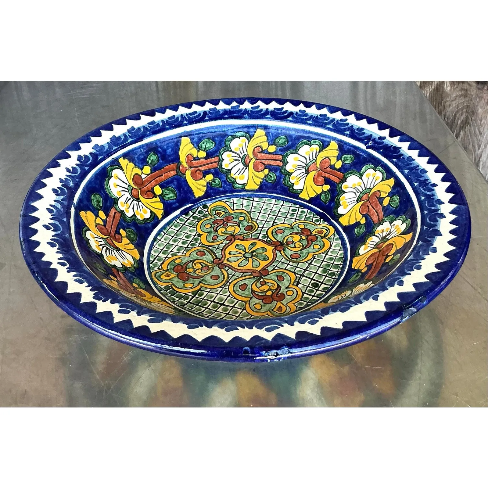 Vintage Boho Mexican Hand Painted Bowl — additional photo 6