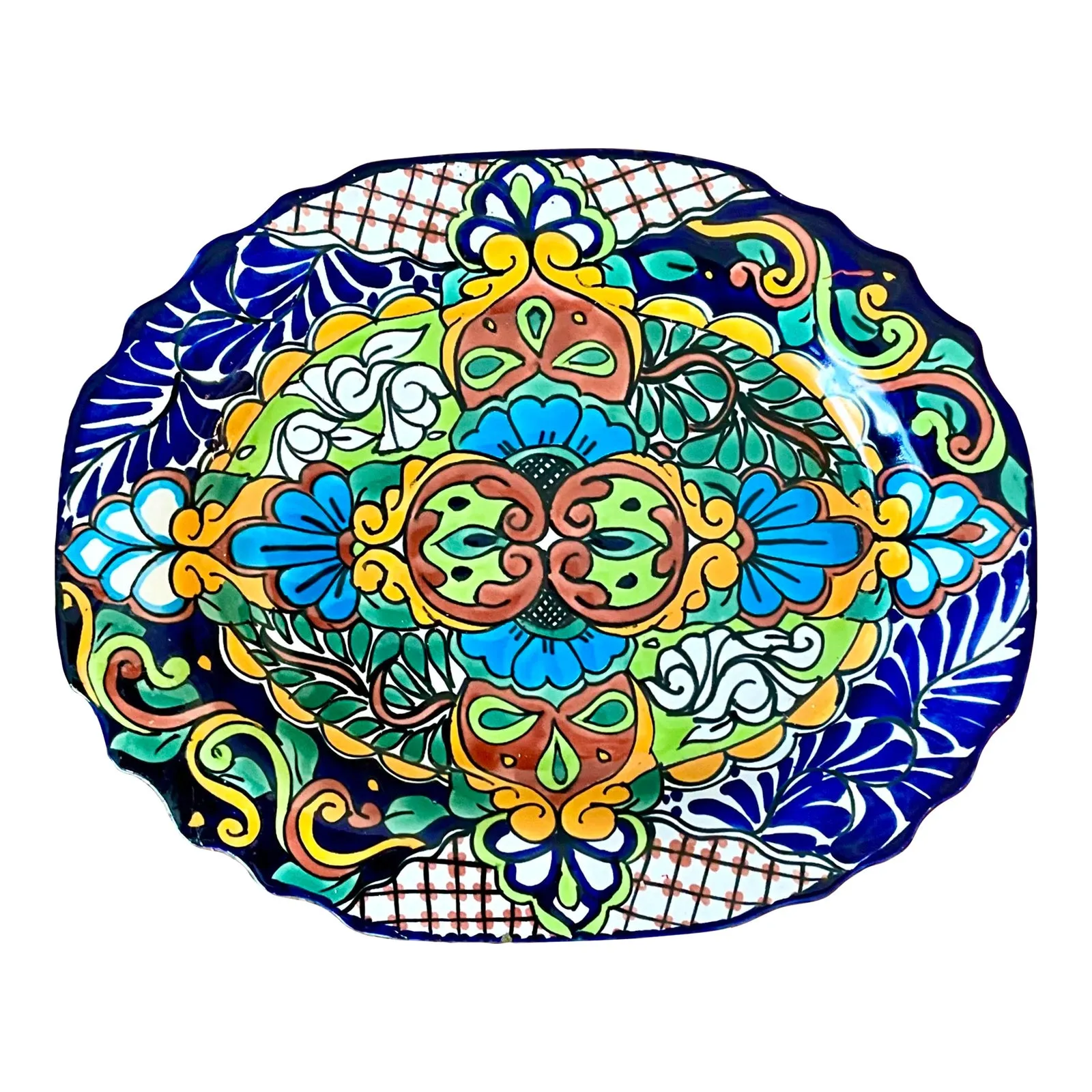 Vintage Boho Mexican Hand Painted Platter — additional photo 1