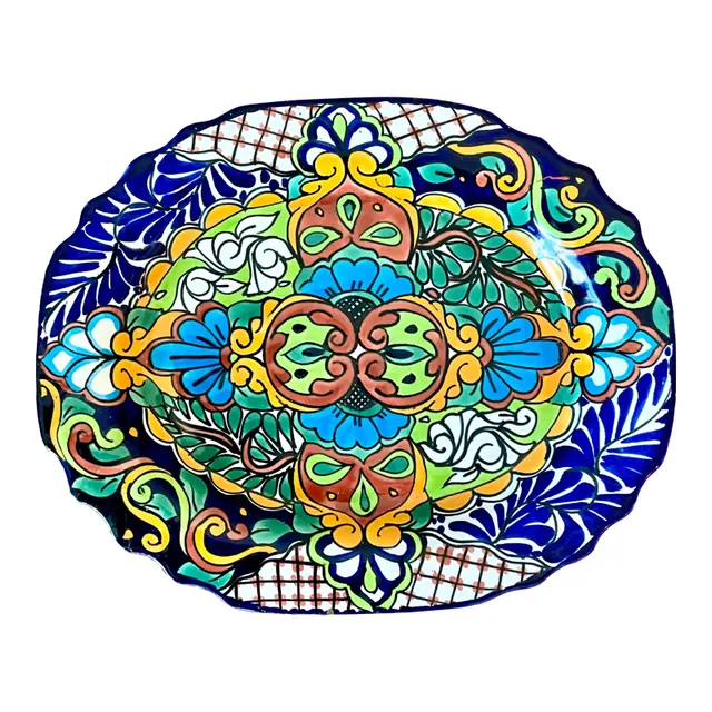 Vintage Boho Mexican Hand Painted Platter — additional photo 1