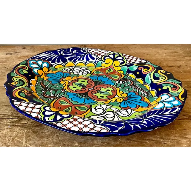 Vintage Boho Mexican Hand Painted Platter — additional photo 2