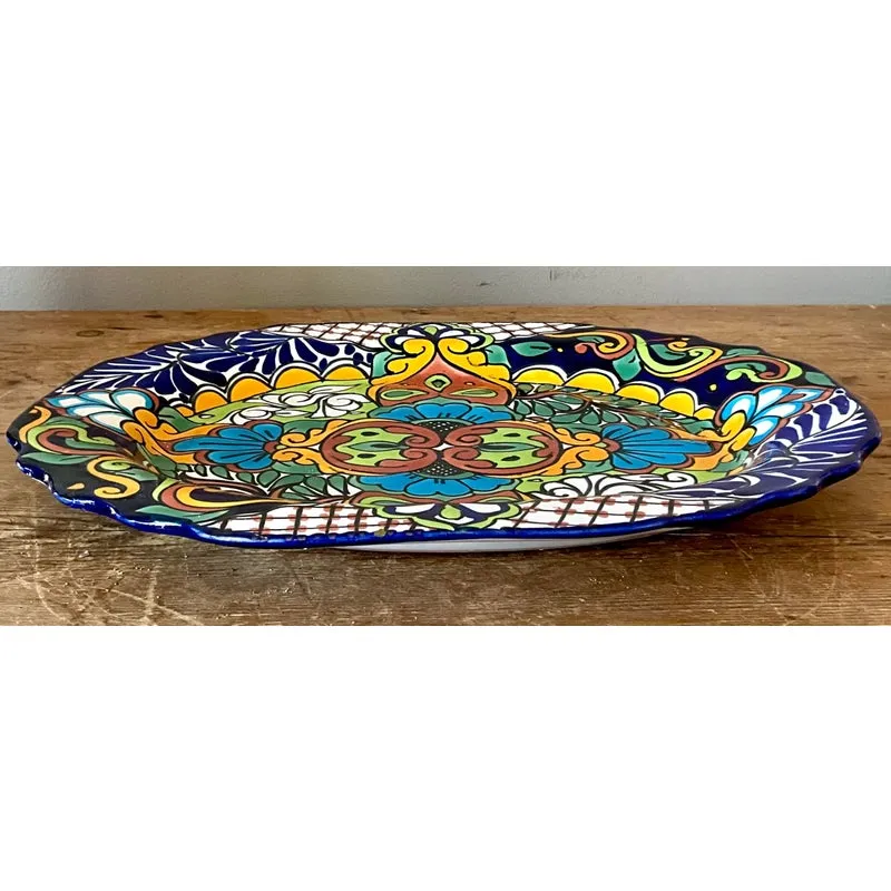 Vintage Boho Mexican Hand Painted Platter — additional photo 3