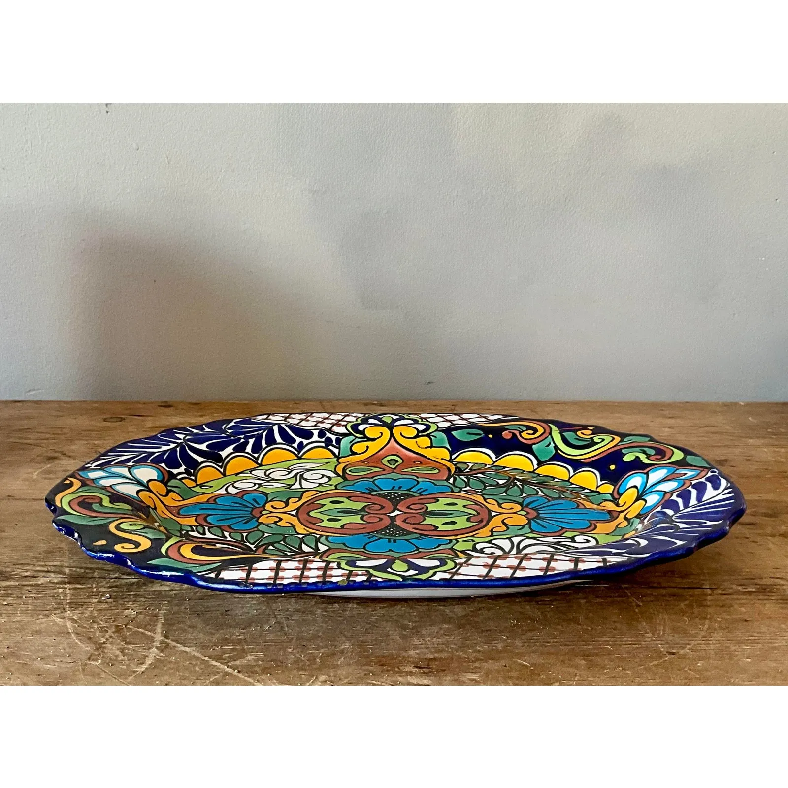 Vintage Boho Mexican Hand Painted Platter — additional photo 5