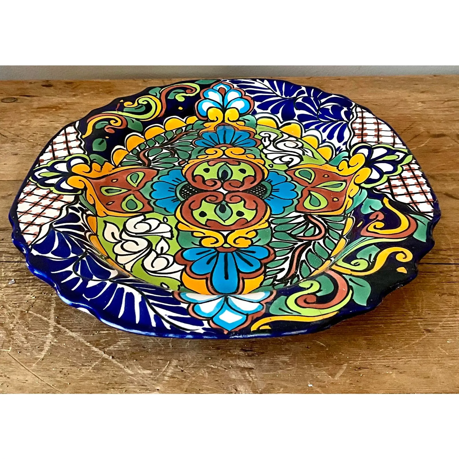 Vintage Boho Mexican Hand Painted Platter — additional photo 6